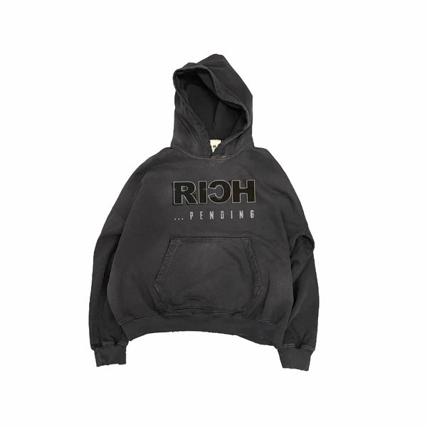 RICH Logo Faded Hoodie- Black